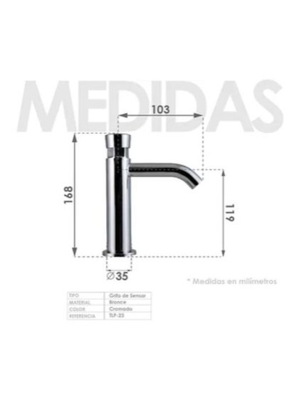 Grifería push cromado alto para lavamanos - Imagen 2