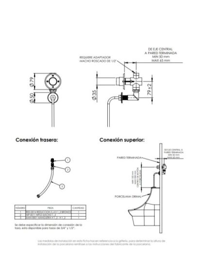Grifo Push Antivandálico De Orinal - Imagen 2