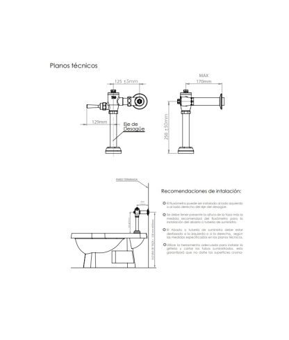Fluxómetro de palanca sanitario u orinal TIG - Imagen 2