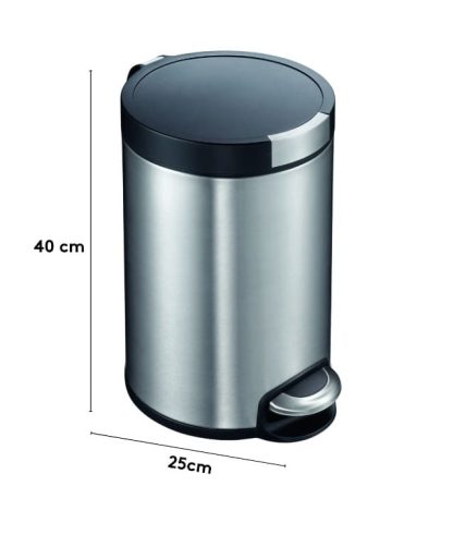 Caneca de pedal acero inoxidable caída suave 12 litros - Imagen 2